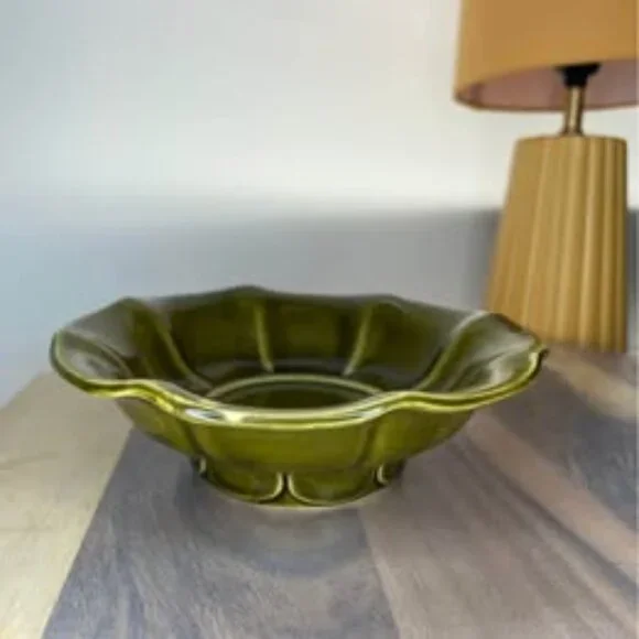 8” Vintage McCoy Pottery Bowl Candy Dish – Olive Green Glaze - Picture 1 of 5